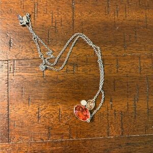 Elegant Silver and Red Pendant Necklace